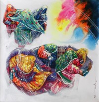 Hussain Chandio, 36 x 36 Inch, Acrylic on Canvas, Figurative Painting-AC-HC-113